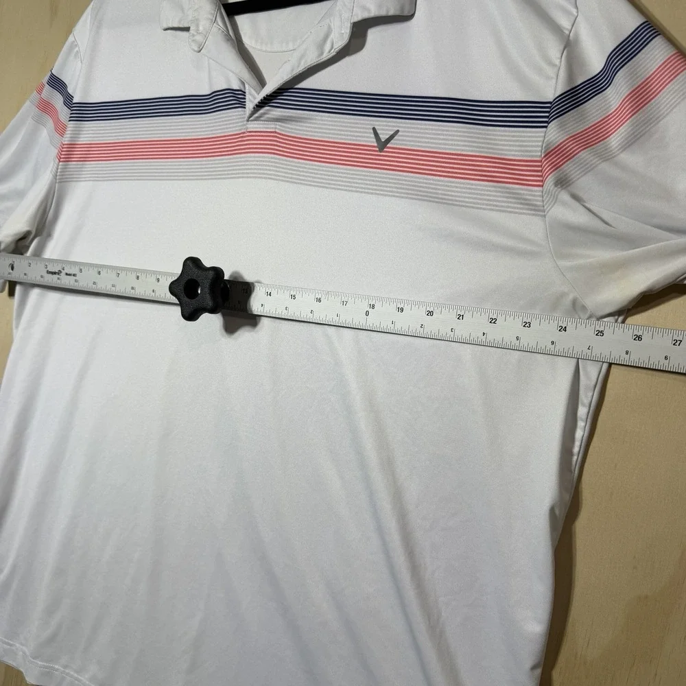 Callaway‎ Opti-Dri Golf Polo Mens XXL White Striped Short Sleeve Performance